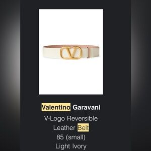 Valentino Garavani V-Logo Cream and Gold Belt size 85 (Small)